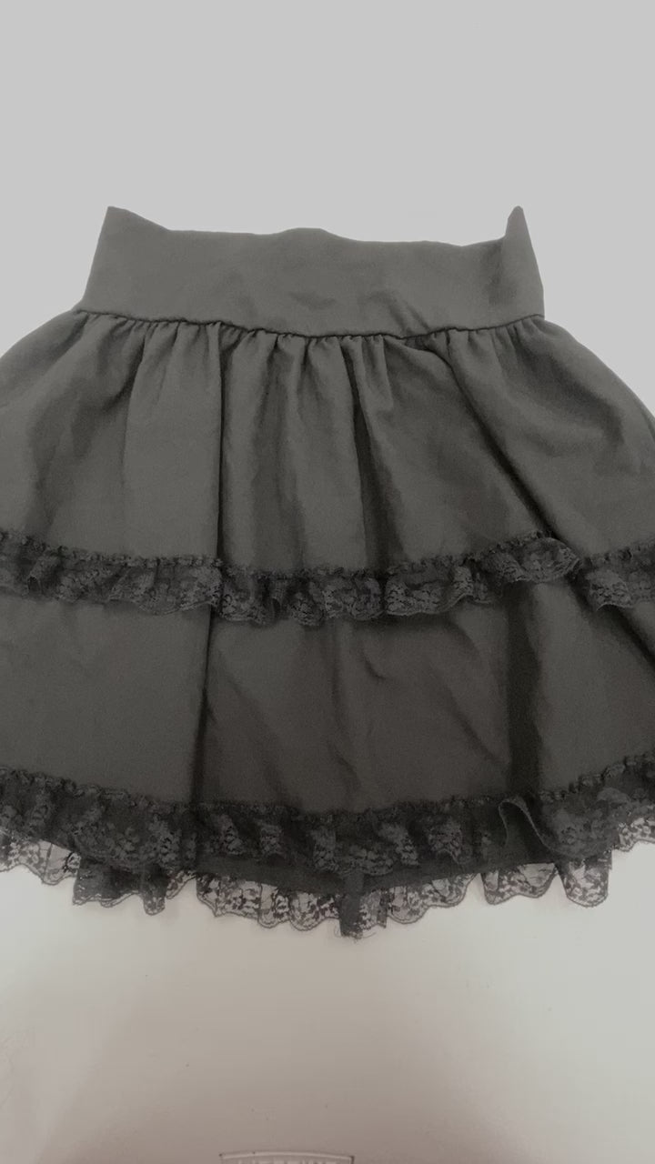 Black Layered Skirt w/ Lace trim