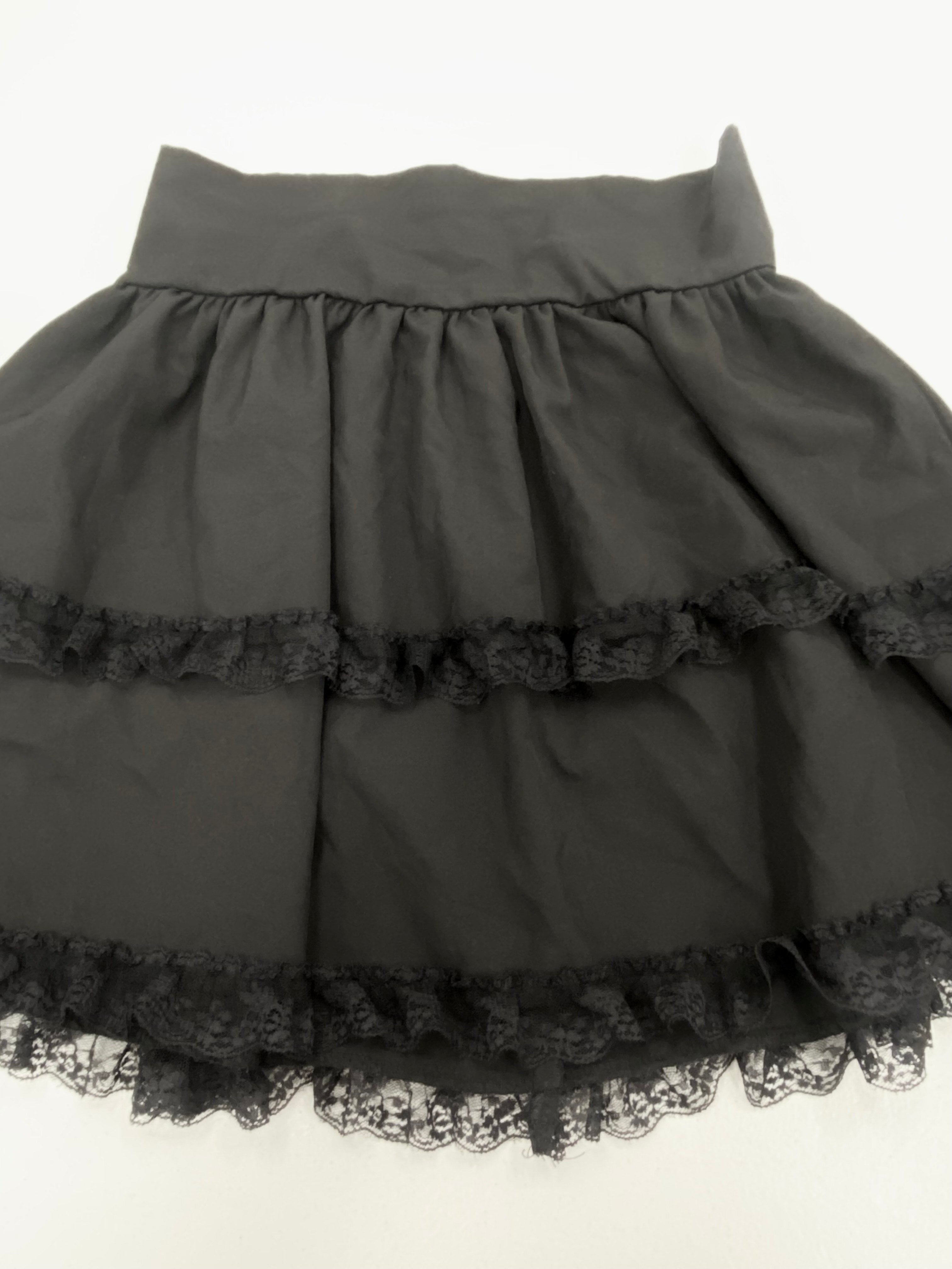 Black Layered Skirt w/ Lace trim