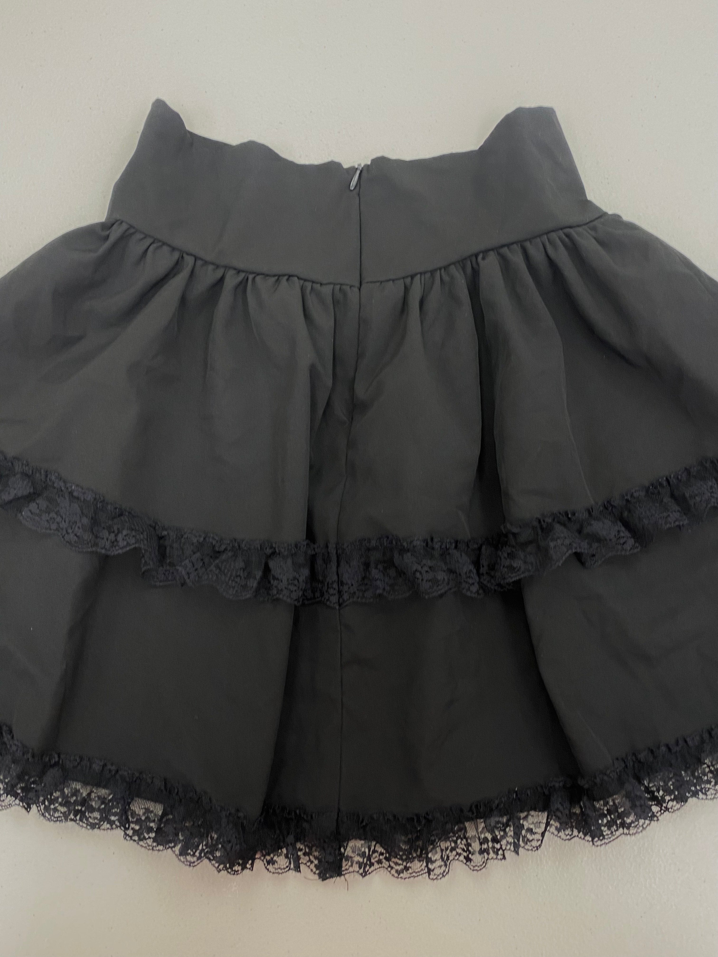 Black Layered Skirt w/ Lace trim